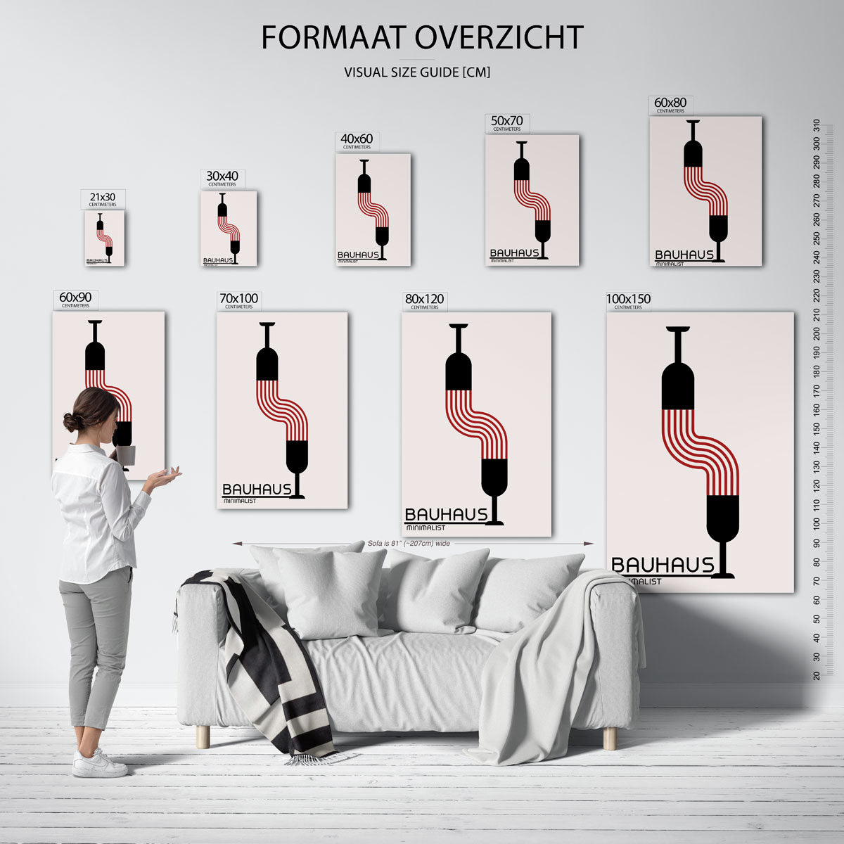 Lijnen en vormen – Bauhaus poster als geometrische wanddecoratie