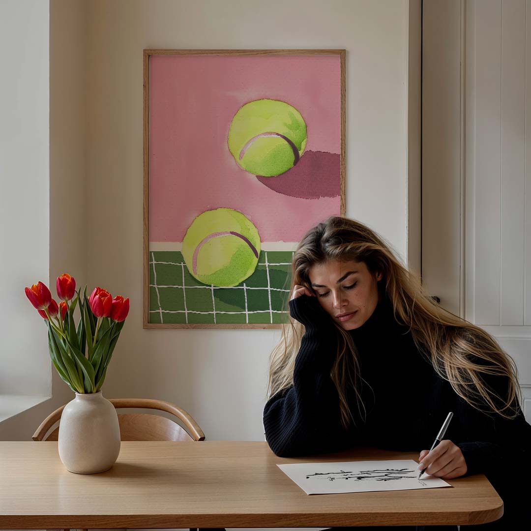 Tennis in Pastel – staande zomer wanddecoratie van WallArtistic