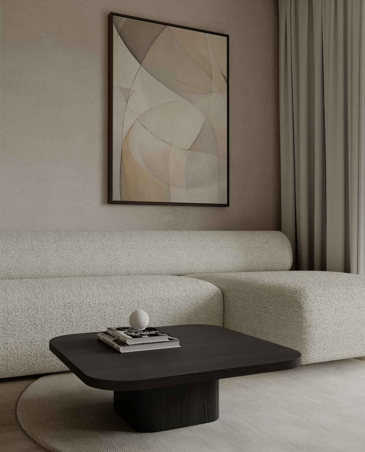 Subtiele Neutrale Golven – canvas kunstwerk als wanddecoratie