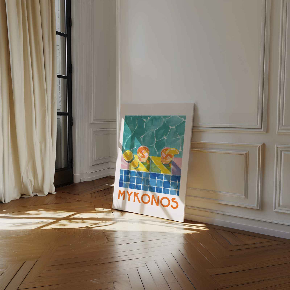 Zomerse Mykonos – dibond wanddecoratie in staand formaat