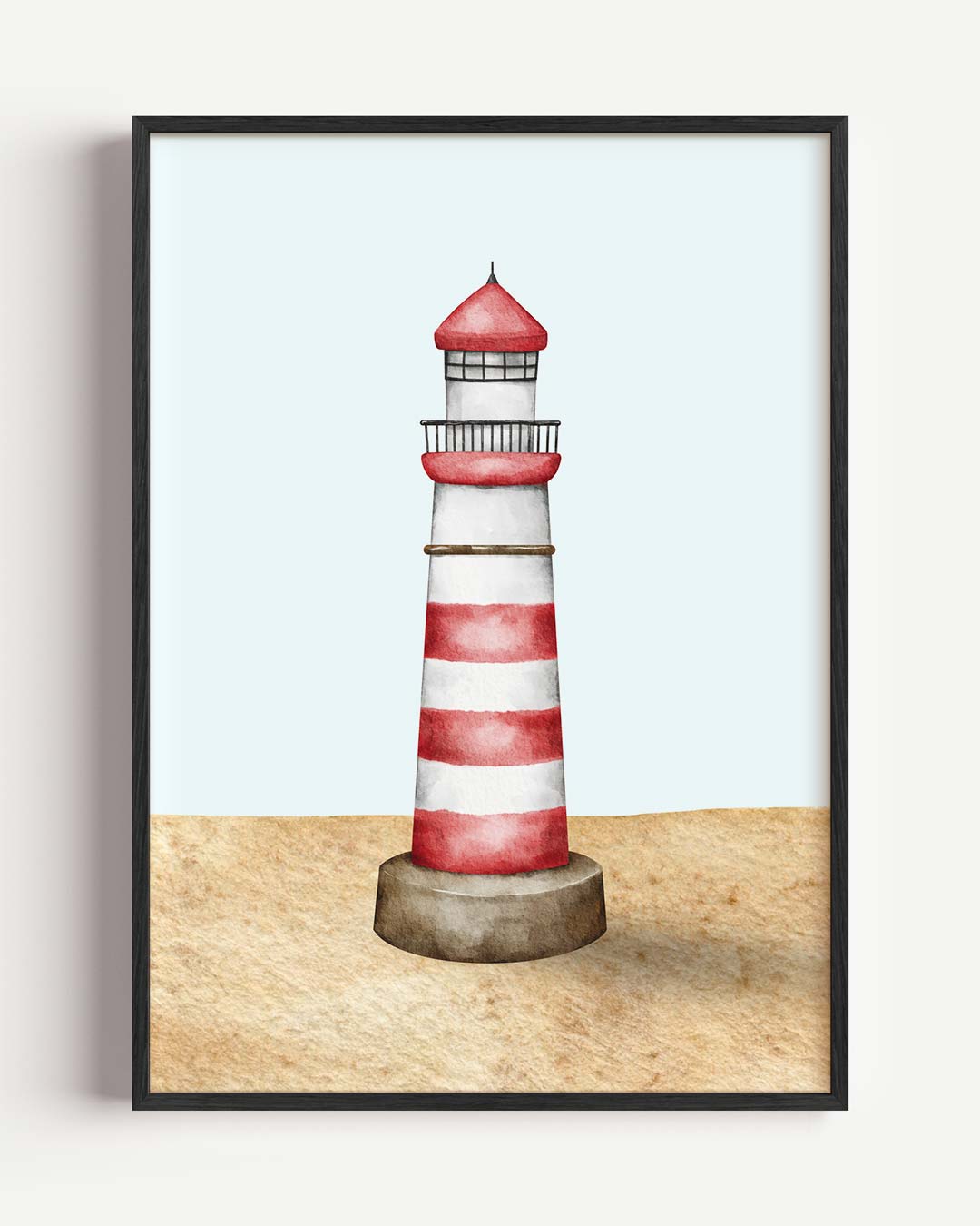 Vuurtoren Rood-Wit – zeedieren portret poster als wanddecoratie