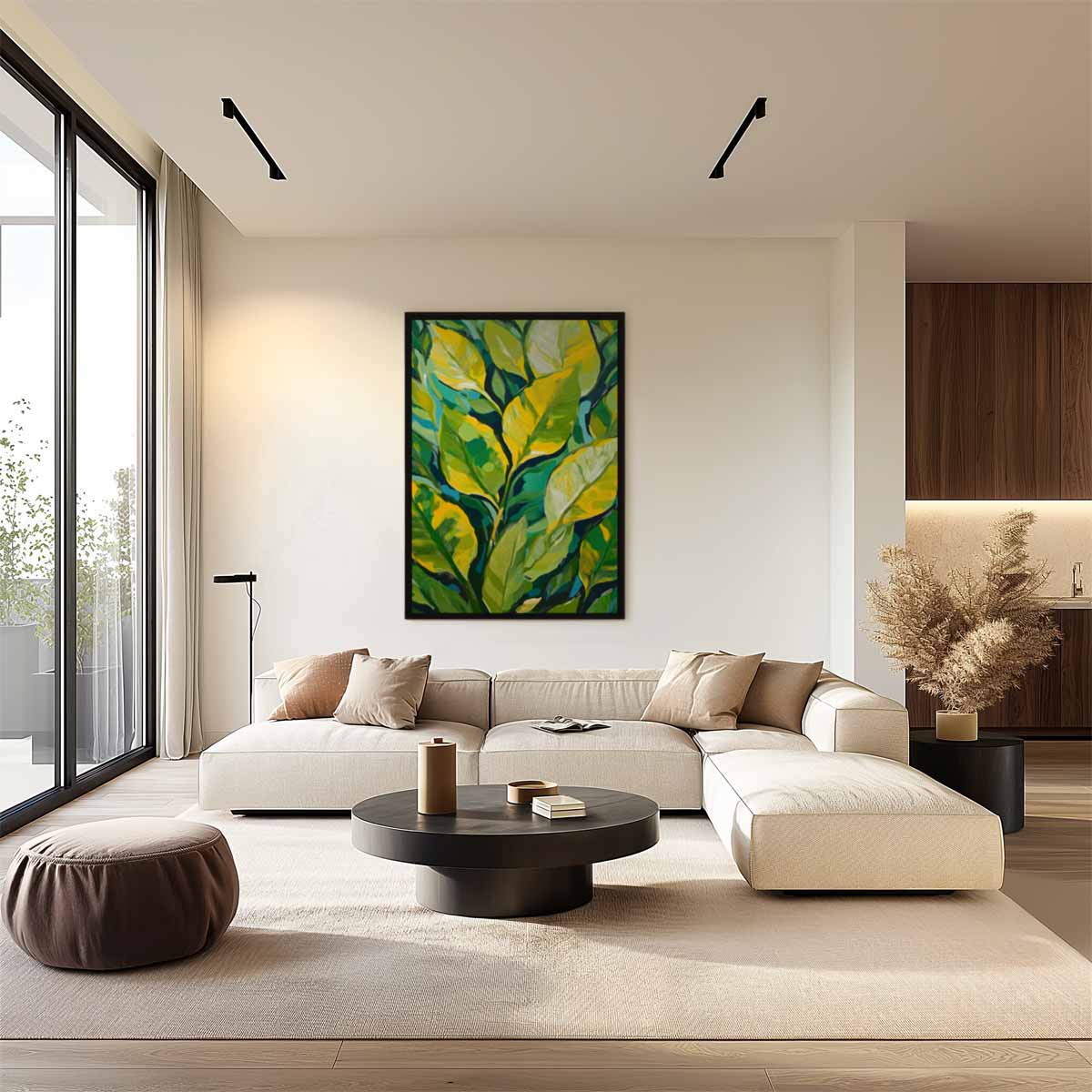 Groene Bladeren Sfeer – staand kunstwerk voor modern interieur