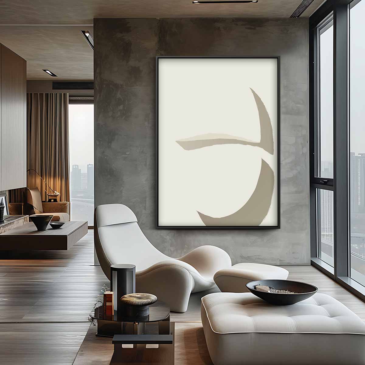 Subtiele Abstractie – canvas wanddecoratie in portret formaat