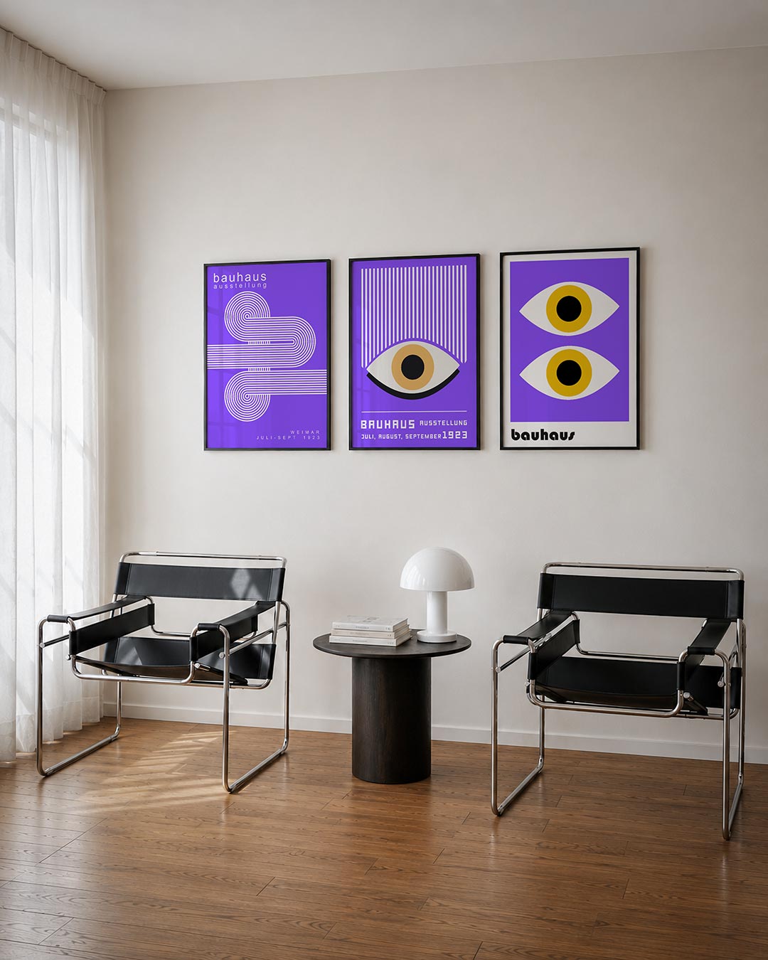 Lijnenspel en cirkelritme posterset – derde productweergave – deze posterset in drie delen toont een dynamisch lijnenspel