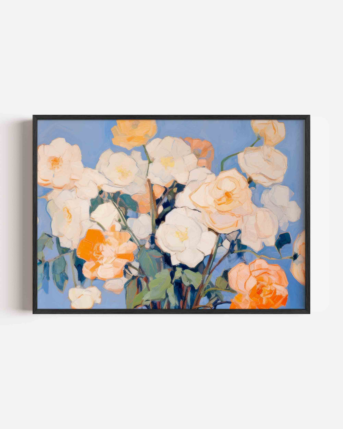 Bloemen in blauw – bloemen landscape poster als wanddecoratie