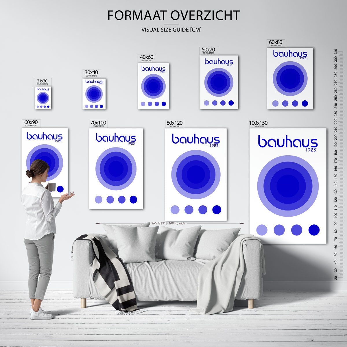 Cirkelvormen en lijnen – geometrische poster in Bauhaus-stijl van WallArtistic