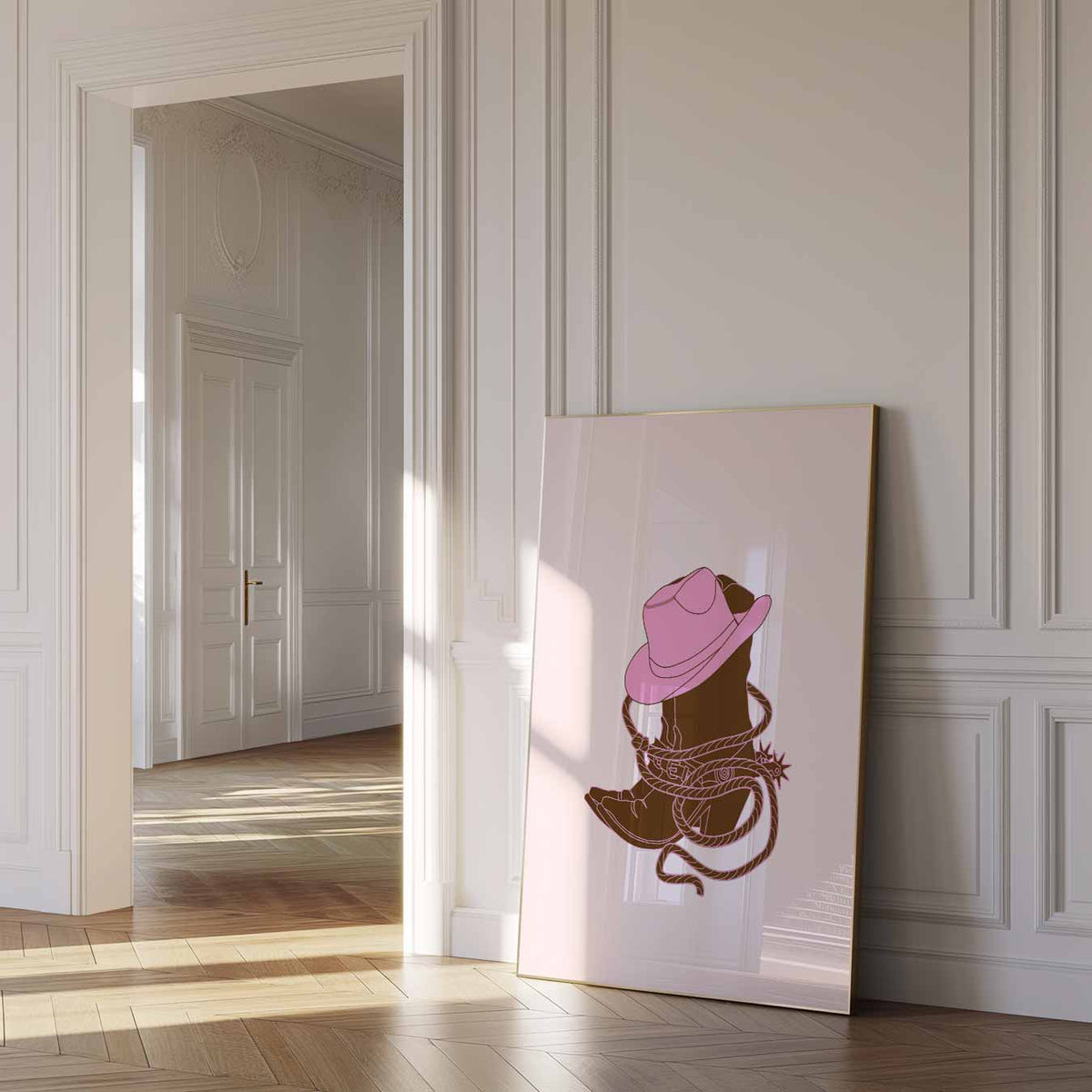 Stoere Cowboy Chic – paas poster als vrolijke staande wanddecoratie