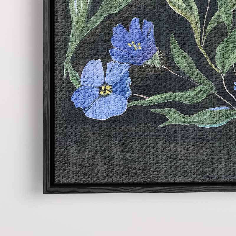 Blauw Bloemenfeest – canvas wanddecoratie in portret formaat