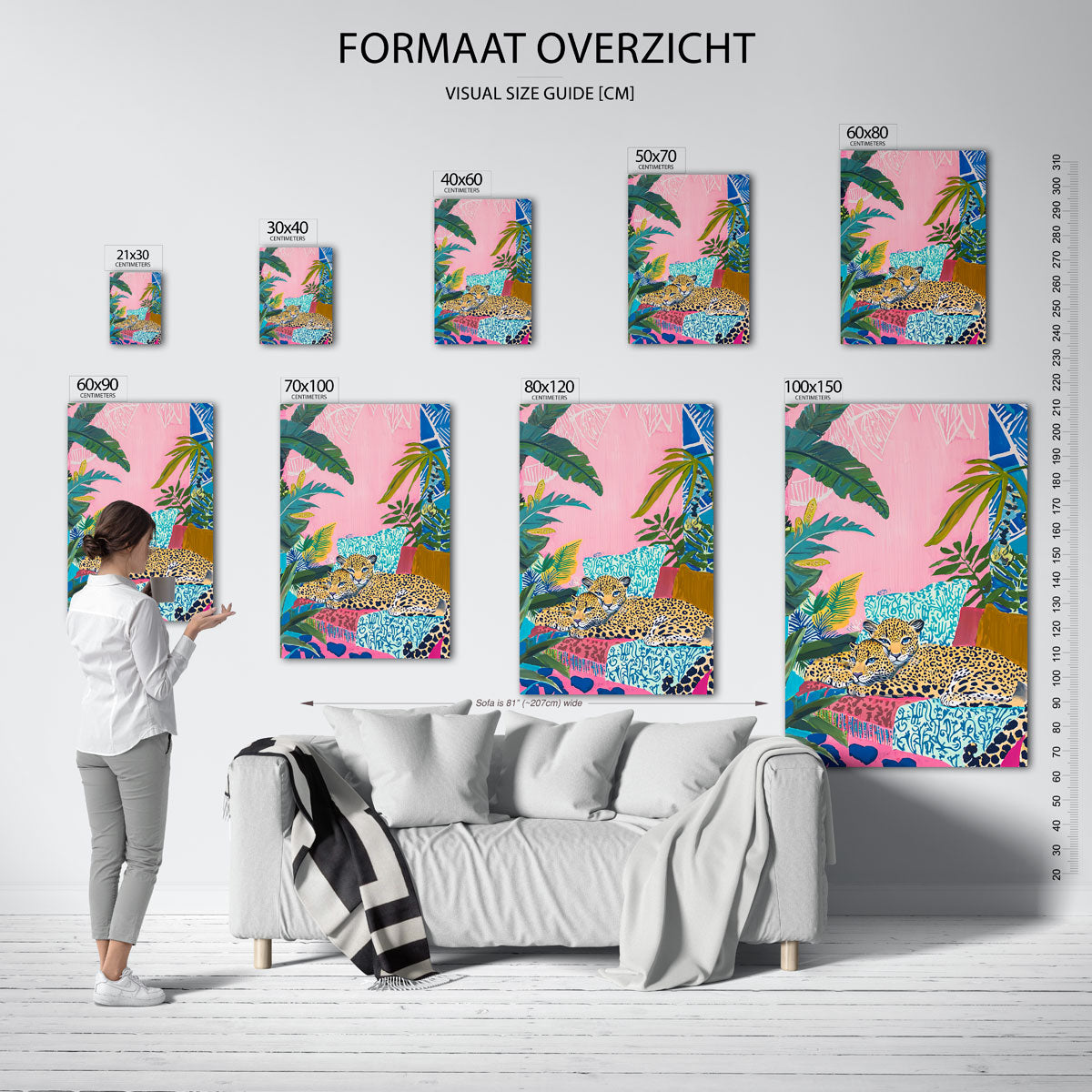Luipaarden in tropische omgeving – staande muurposter met jungle thema