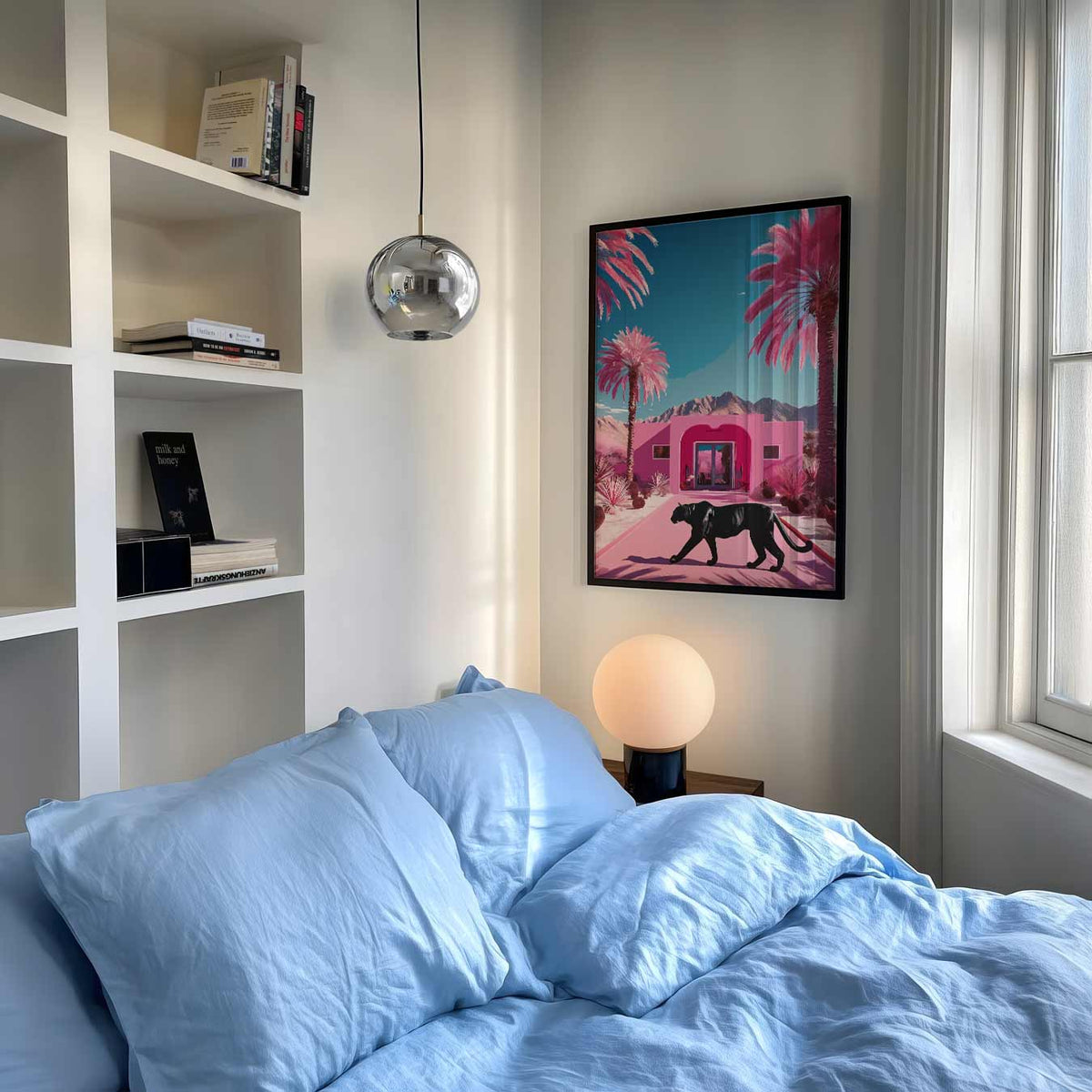 Stralende Roze Panter – zomer poster als frisse staande wanddecoratie