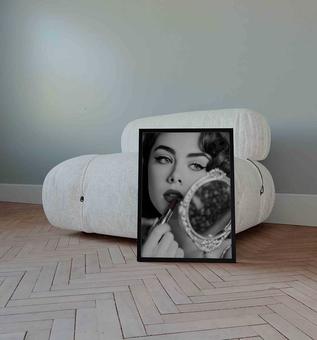 Vrouw met spiegel – Pop Art wandkunst als portret poster