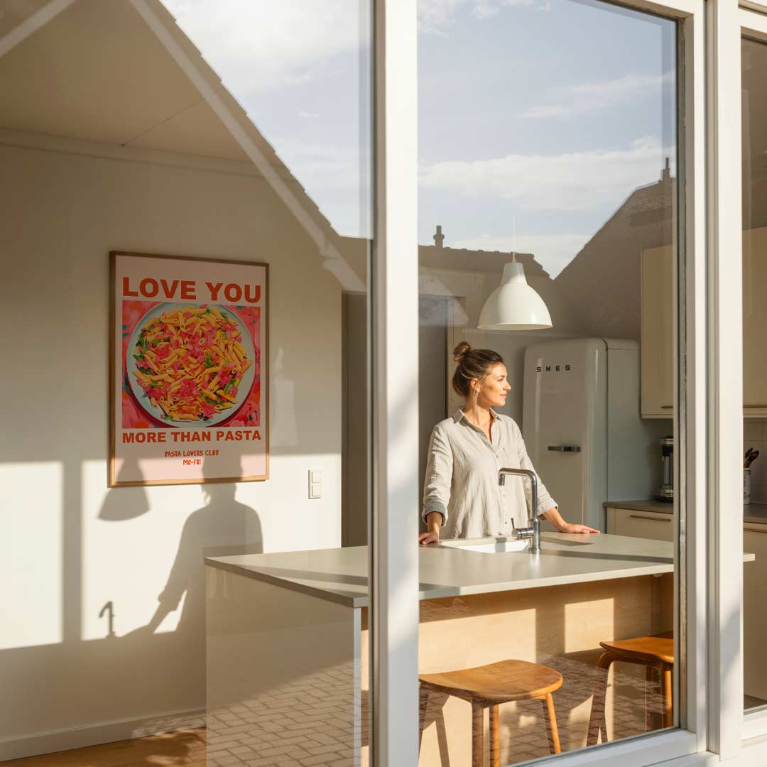 Love You More Than Pasta – keukenposter in staand formaat