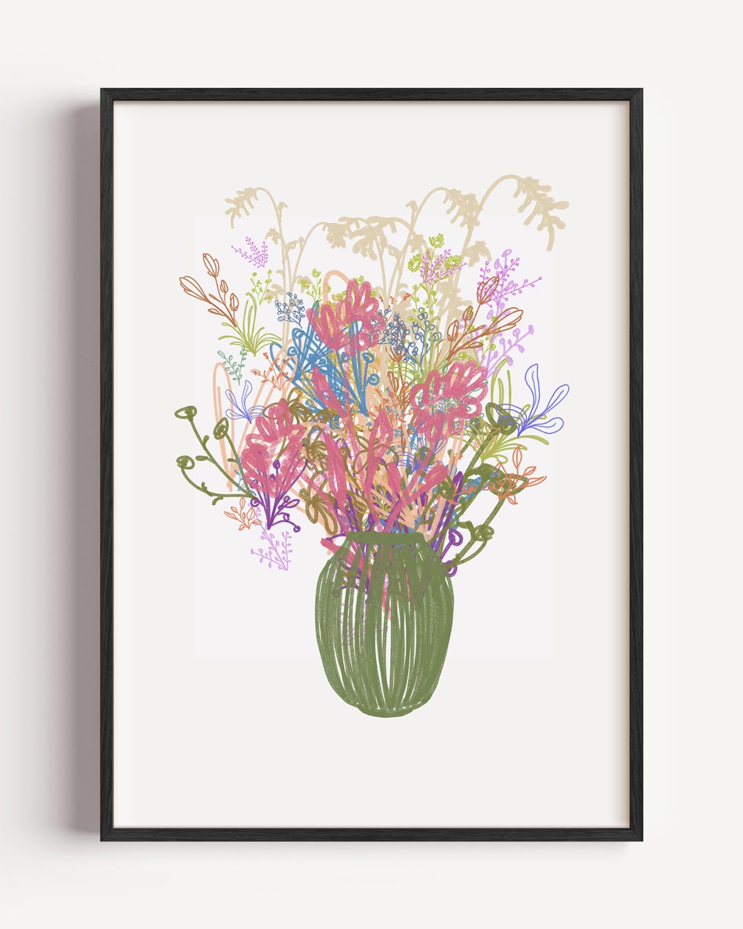 Kleurrijk Bloemboeket in Vaas – bloemen portret poster als wanddecoratie