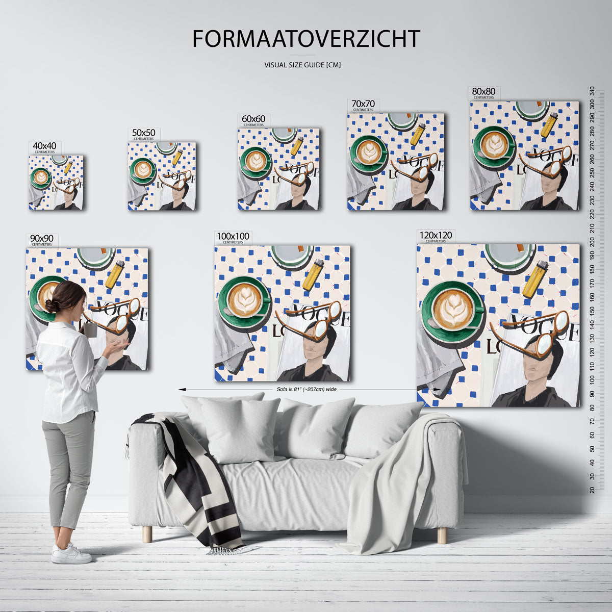 Koffie en tijdschrift – vierkante muurposter voor keuken of eethoek