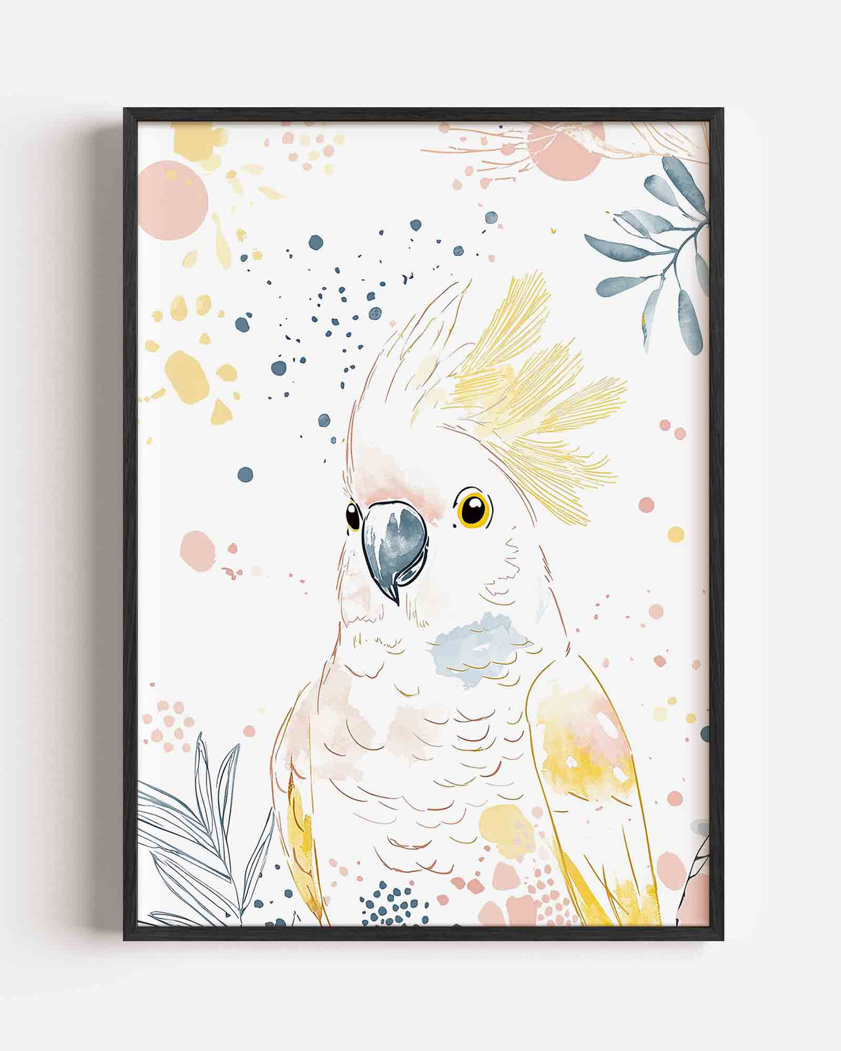Papegaai met bladeren – hedendaagse illustratie portret poster als wanddecoratie