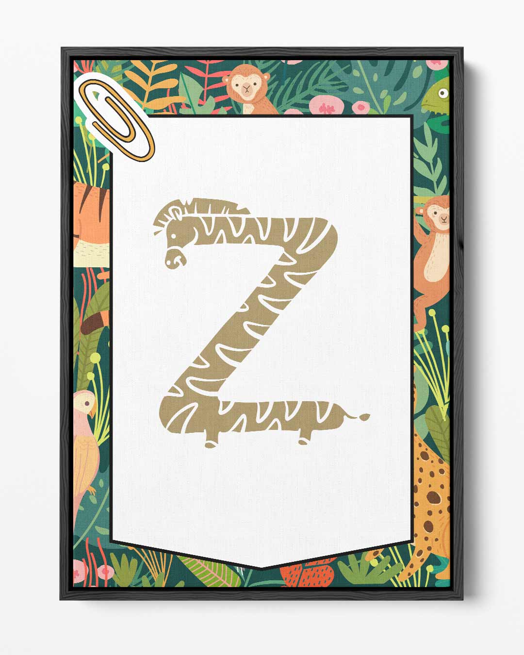 Letter Z Giraffe Jungle Print – portret kunstwerk als wanddecoratie