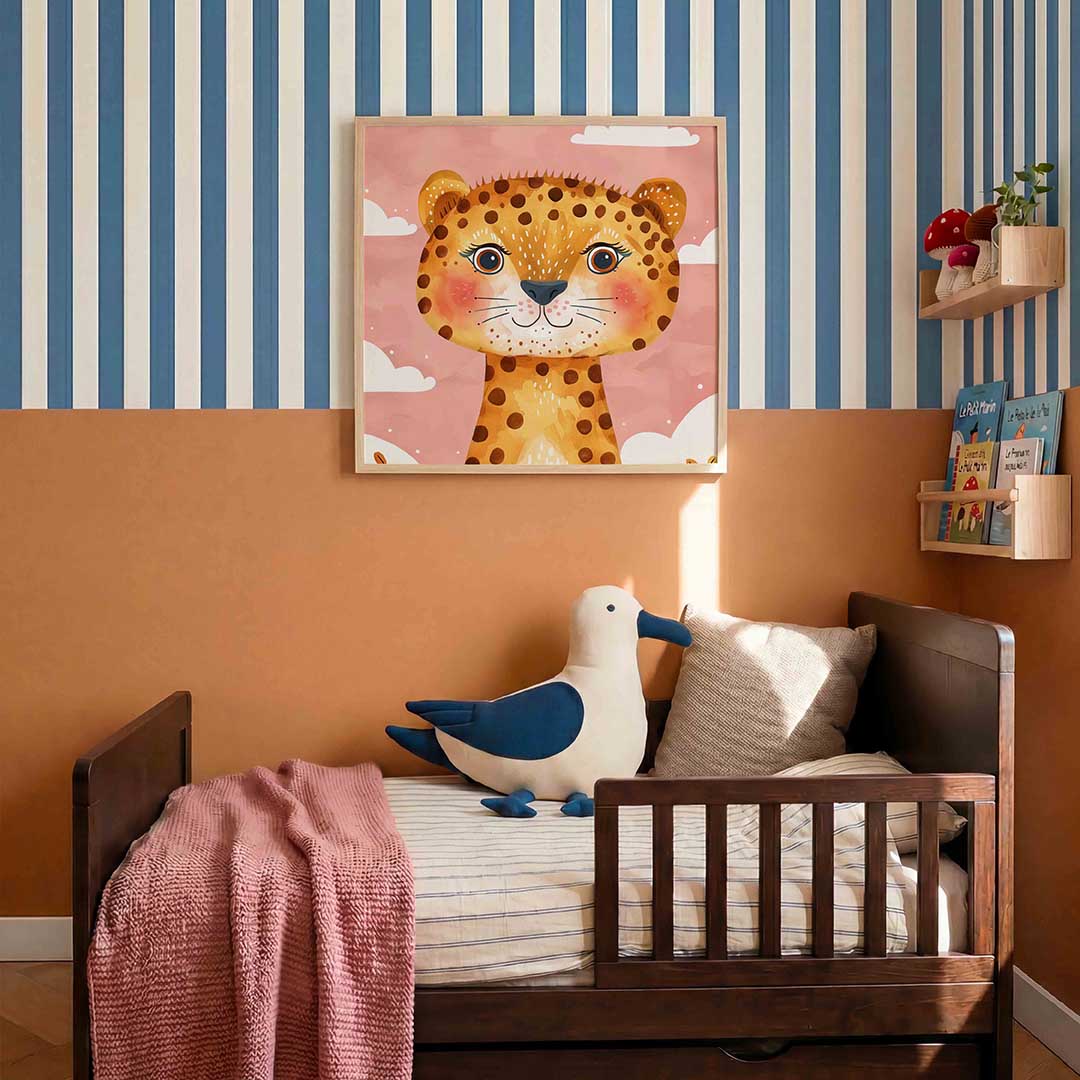 Schattige luipaard – kids poster in vierkant formaat