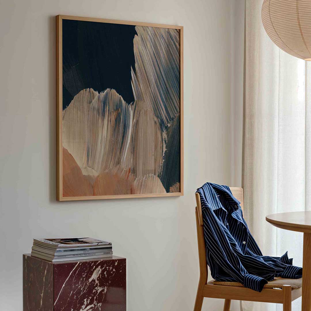 Abstracte penseelstreken – artistieke poster in staand formaat