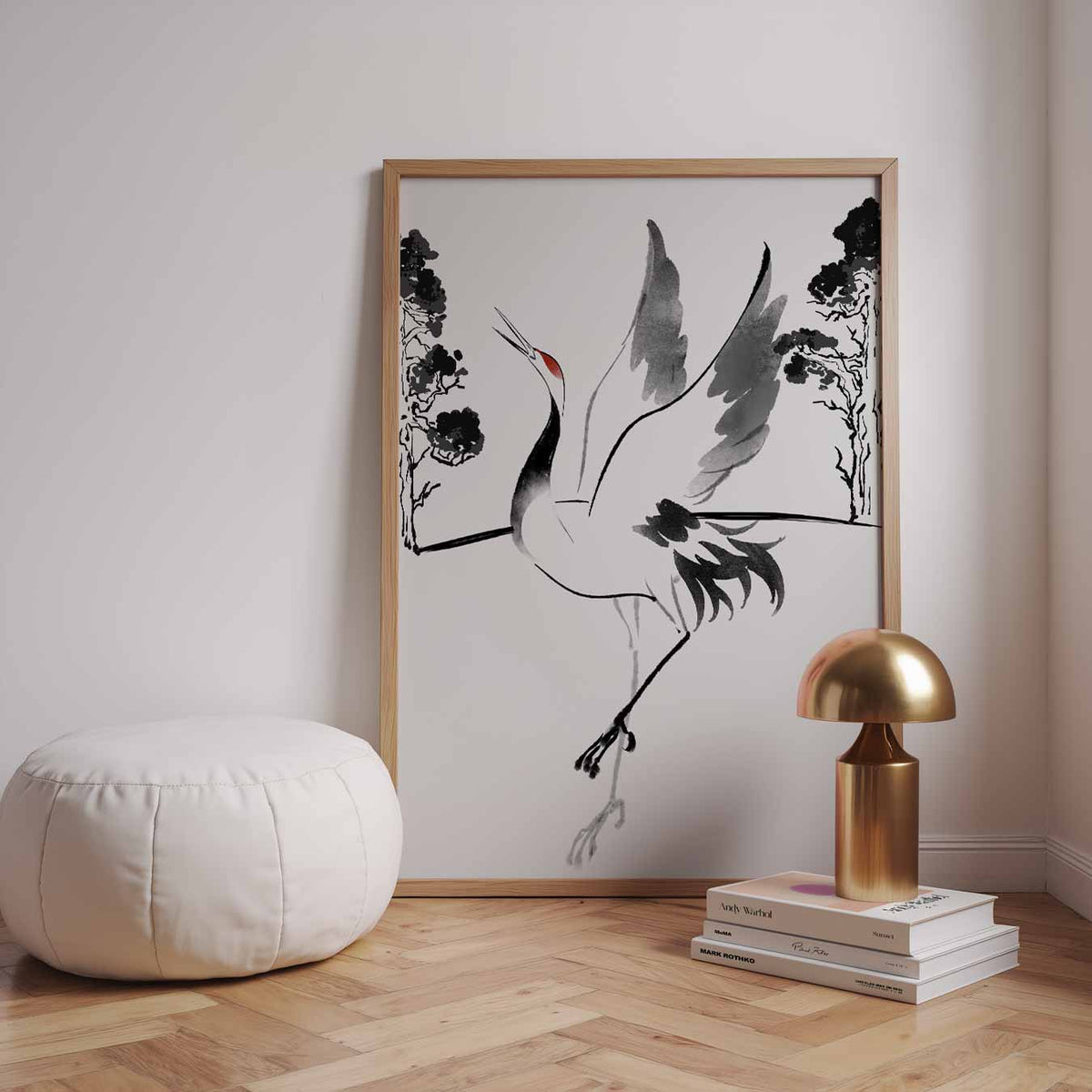 Dansende Kraanvogel Kunstposter – zomerse wandkunst als portret poster