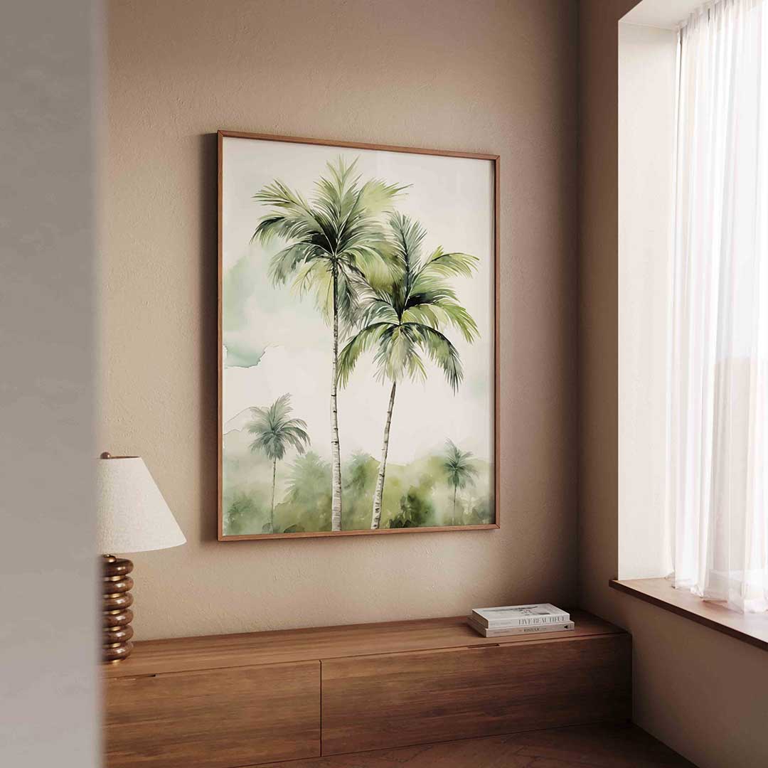Tropische palmbomen – tropische wandkunst als portret poster