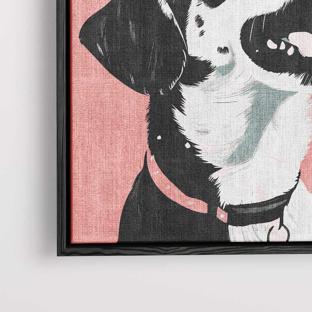 Vrolijke Puppy Met Vlinder – plexiglas wanddecoratie in portret formaat