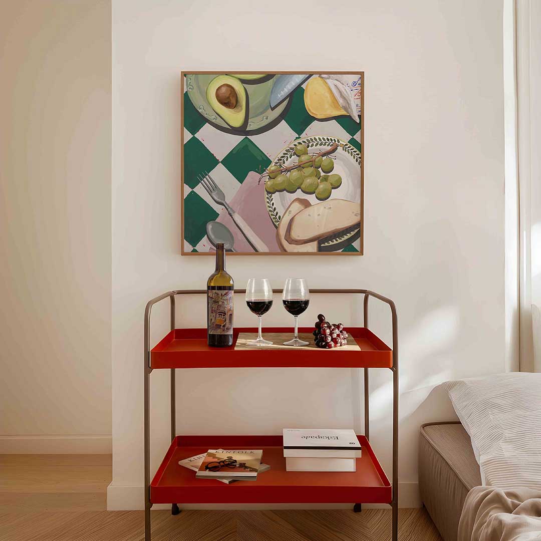Ontbijt tafel – vierkante keuken wanddecoratie van WallArtistic