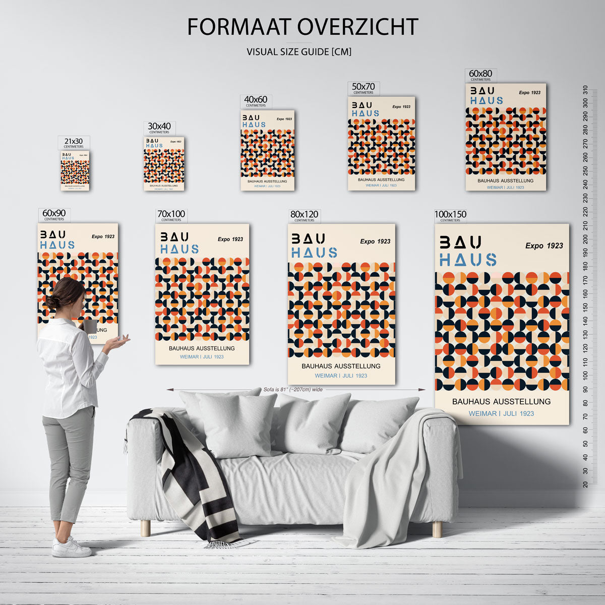 Vormritme en kleur – geometrische poster in Bauhaus-stijl van WallArtistic