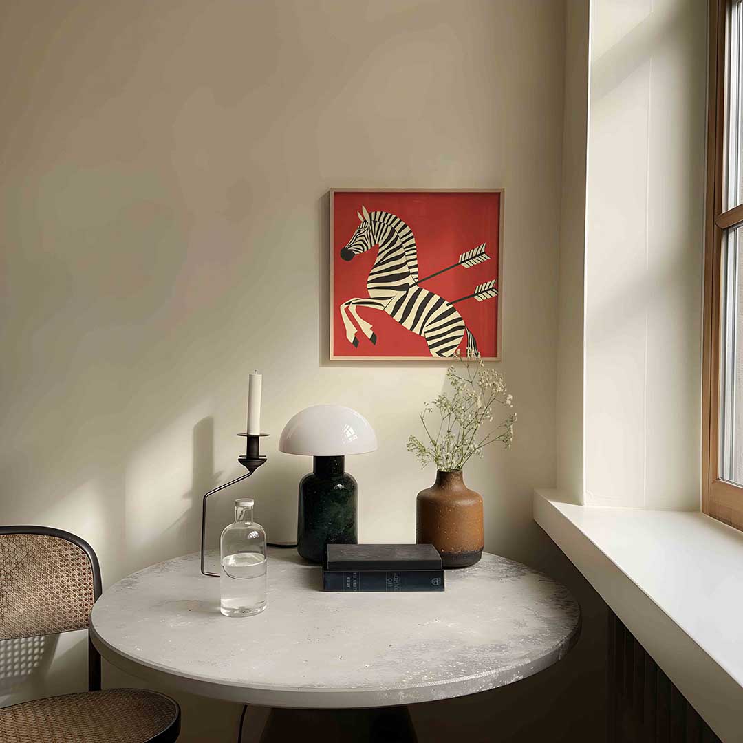 Zebra met pijlen – dieren poster in vierkant formaat