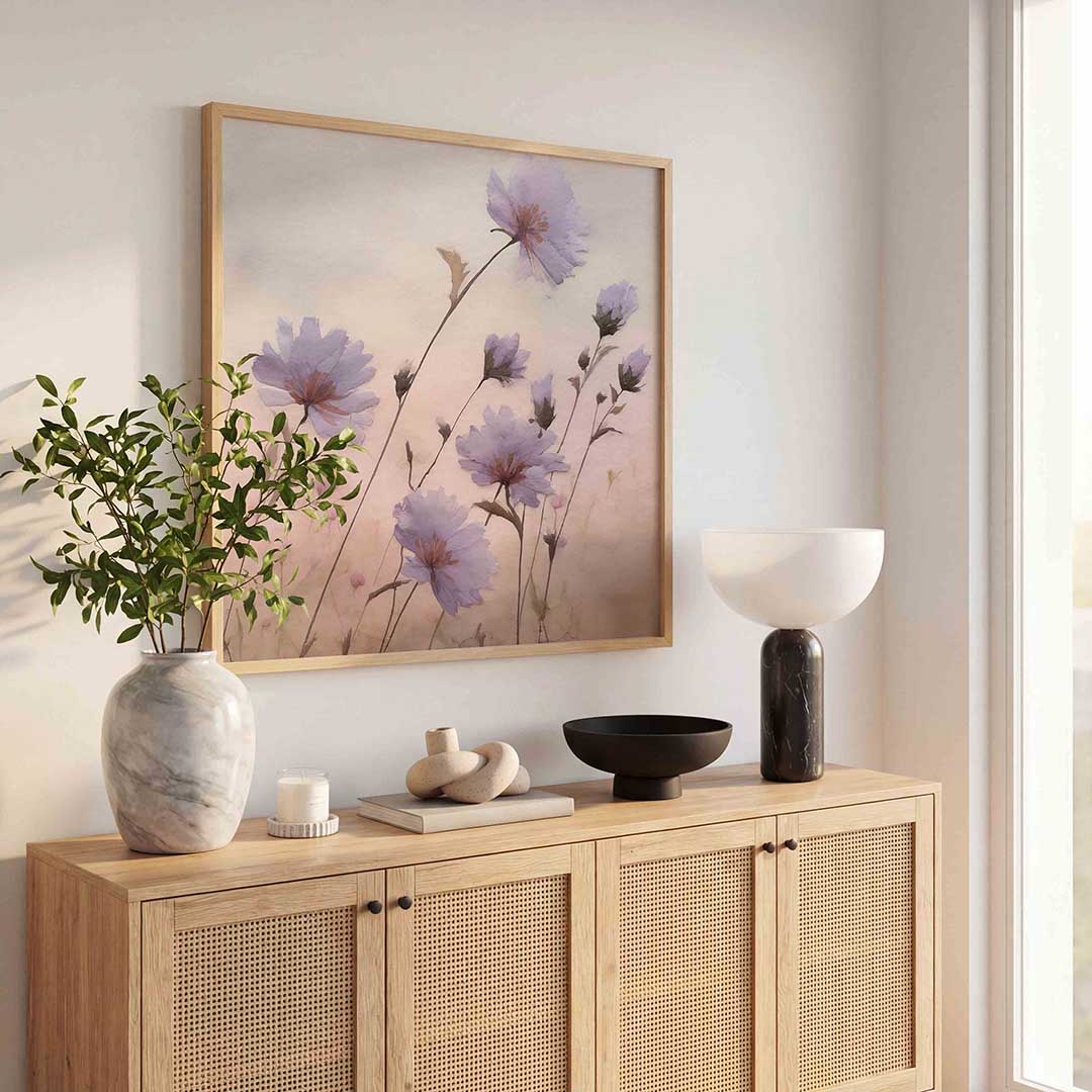 Bloemen in zachte tinten – bloemen wandkunst als vierkante poster