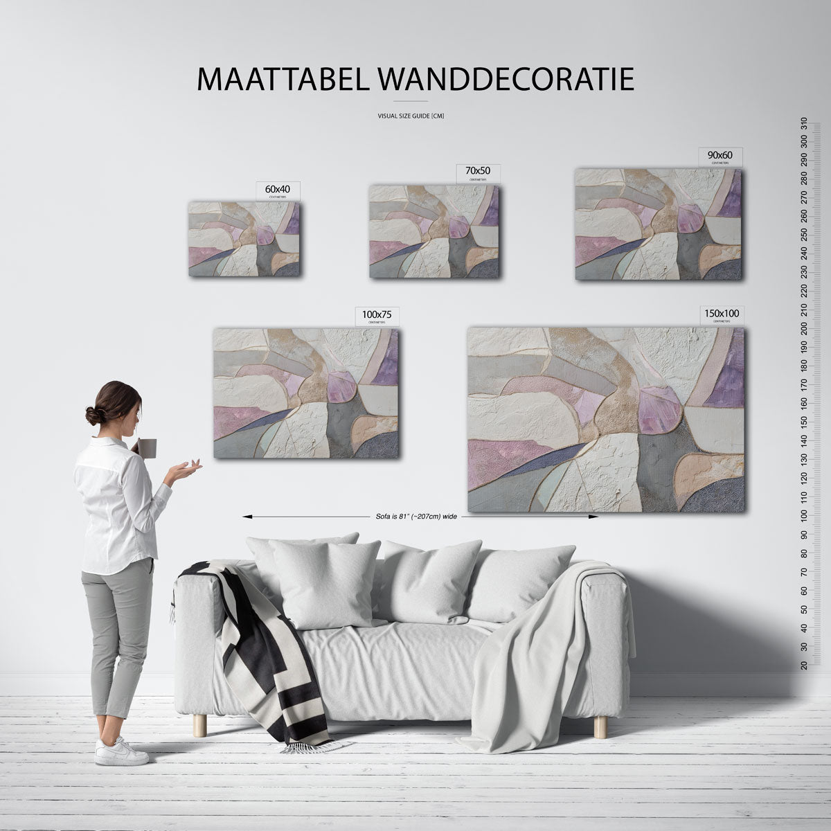 Organische vormen compositie – Editie 3 – moderne liggende wandkunst