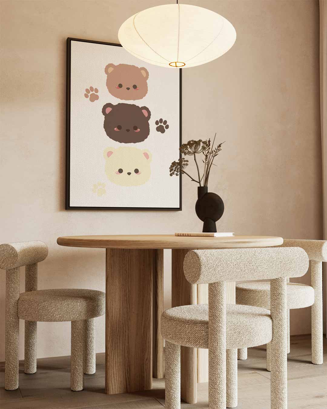 Schattige Berenkoppen Illustratie – staand kunstwerk voor modern interieur