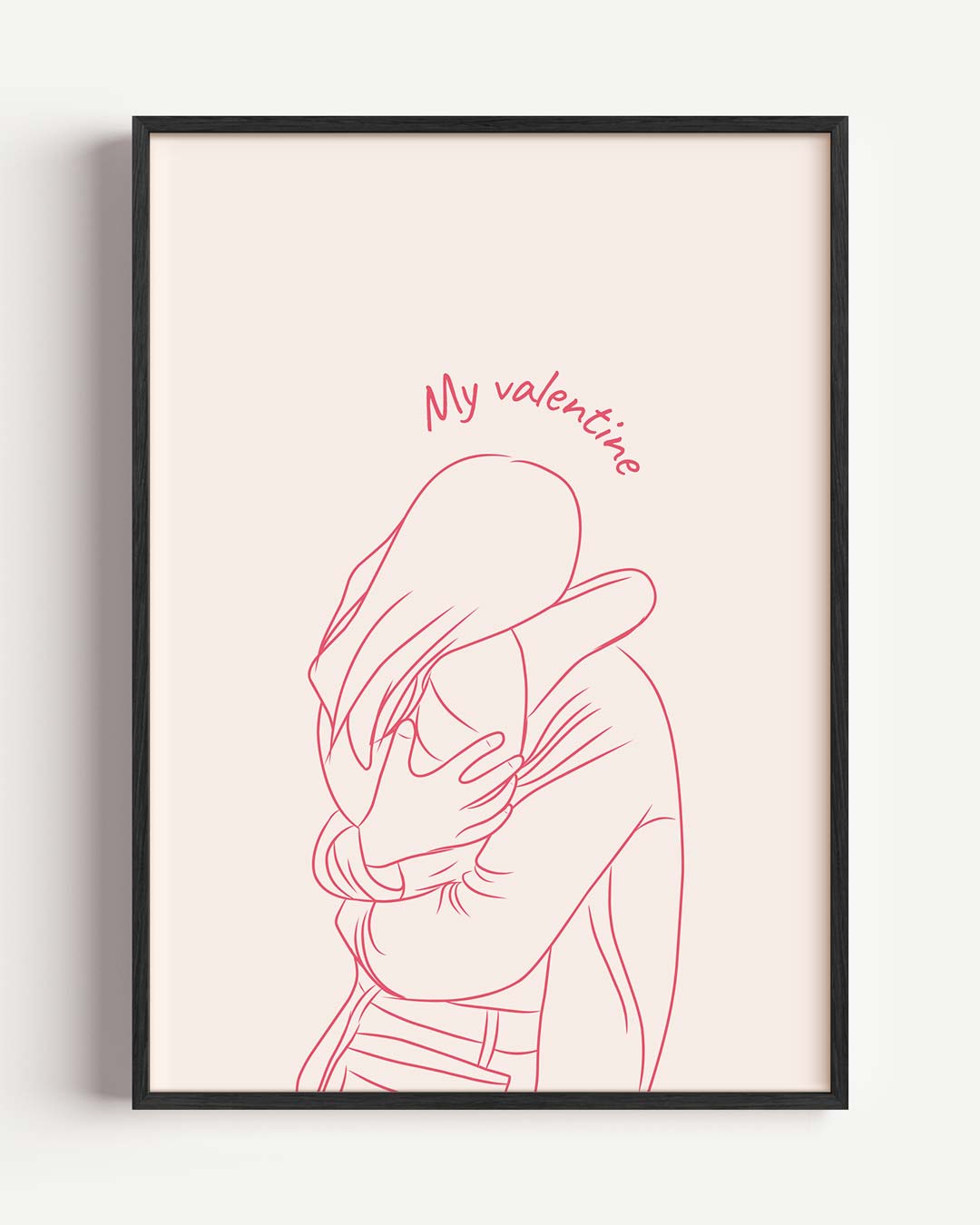 Romantische Knuffel Illustratie – zomer portret poster als wanddecoratie