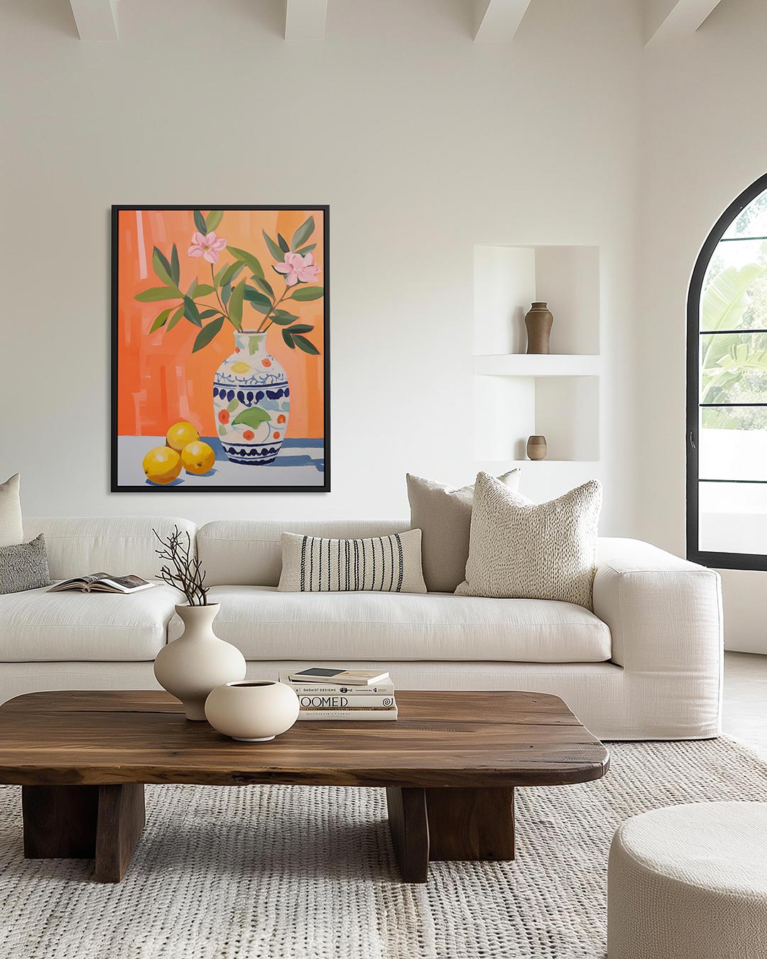 Vaas met bloemen – moderne staande wandkunst