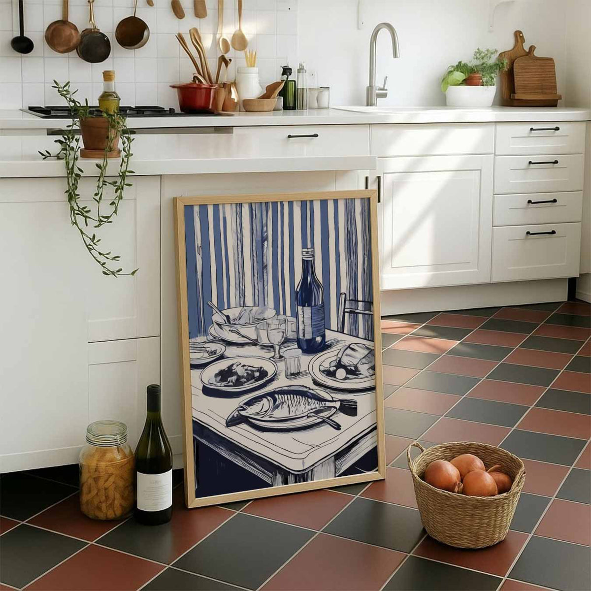 Stijlvolle Keukentafel – staande muurposter voor keuken of eethoek