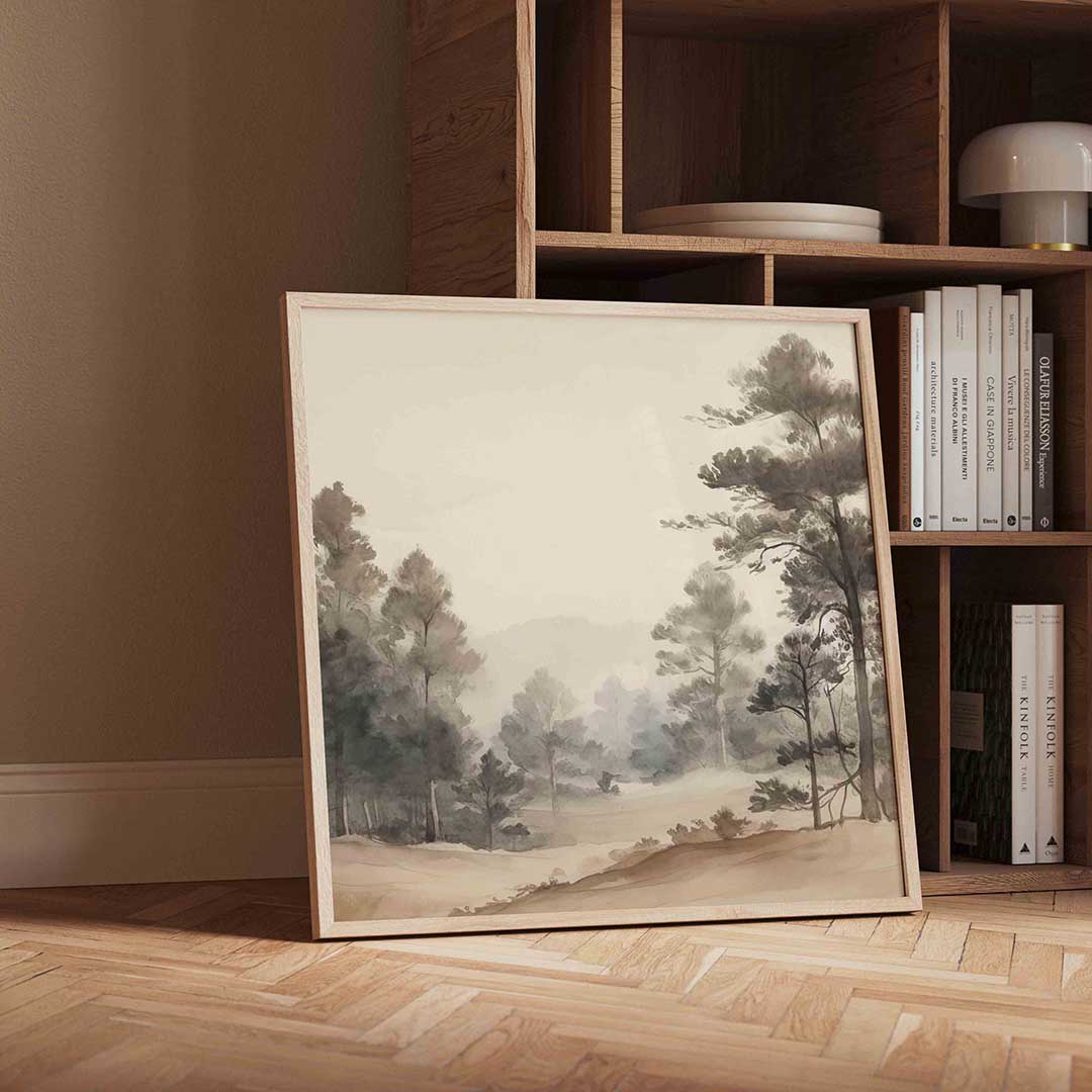 Boslandschap – vintage wandkunst als vierkante poster