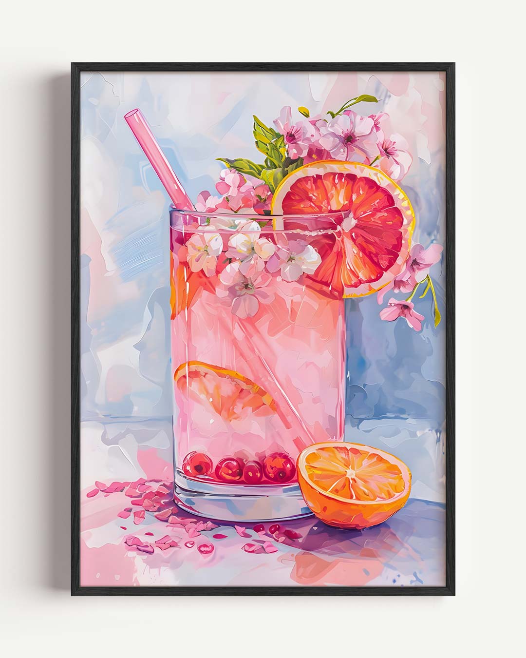 Zomerse Bloemen Cocktail – Popart en Streetart portret poster als wanddecoratie