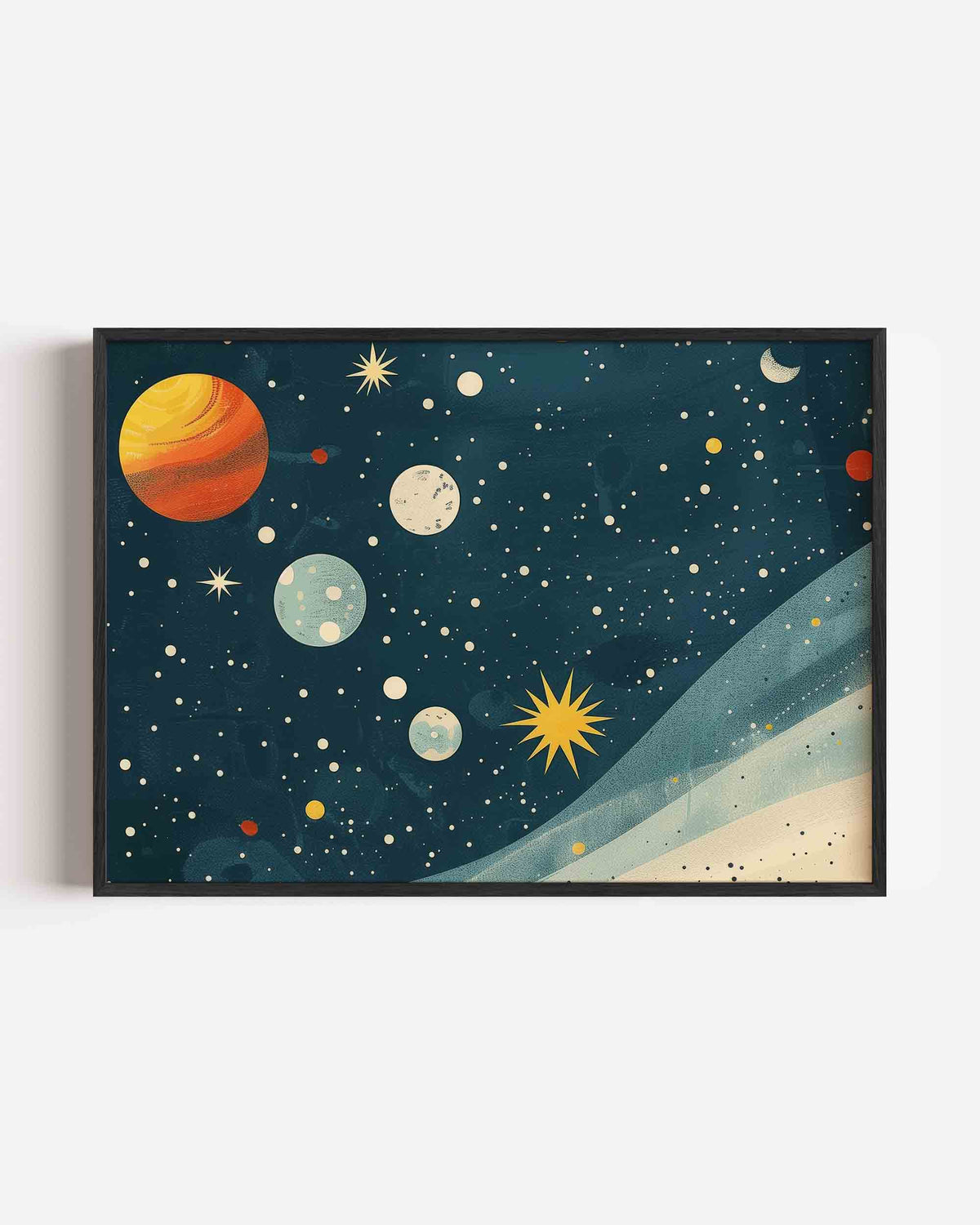 Planeten en sterren – landscape kinderposter als wanddecoratie