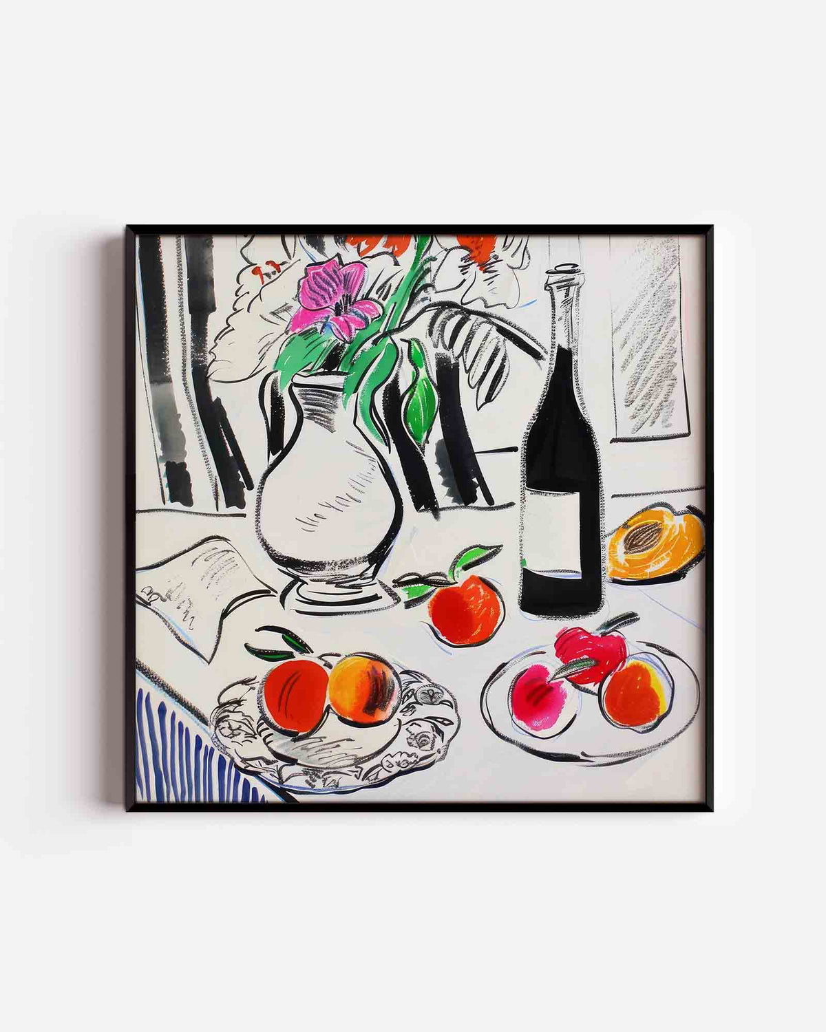 Stilleven met fruit en bloemen – keuken vierkante poster als wanddecoratie