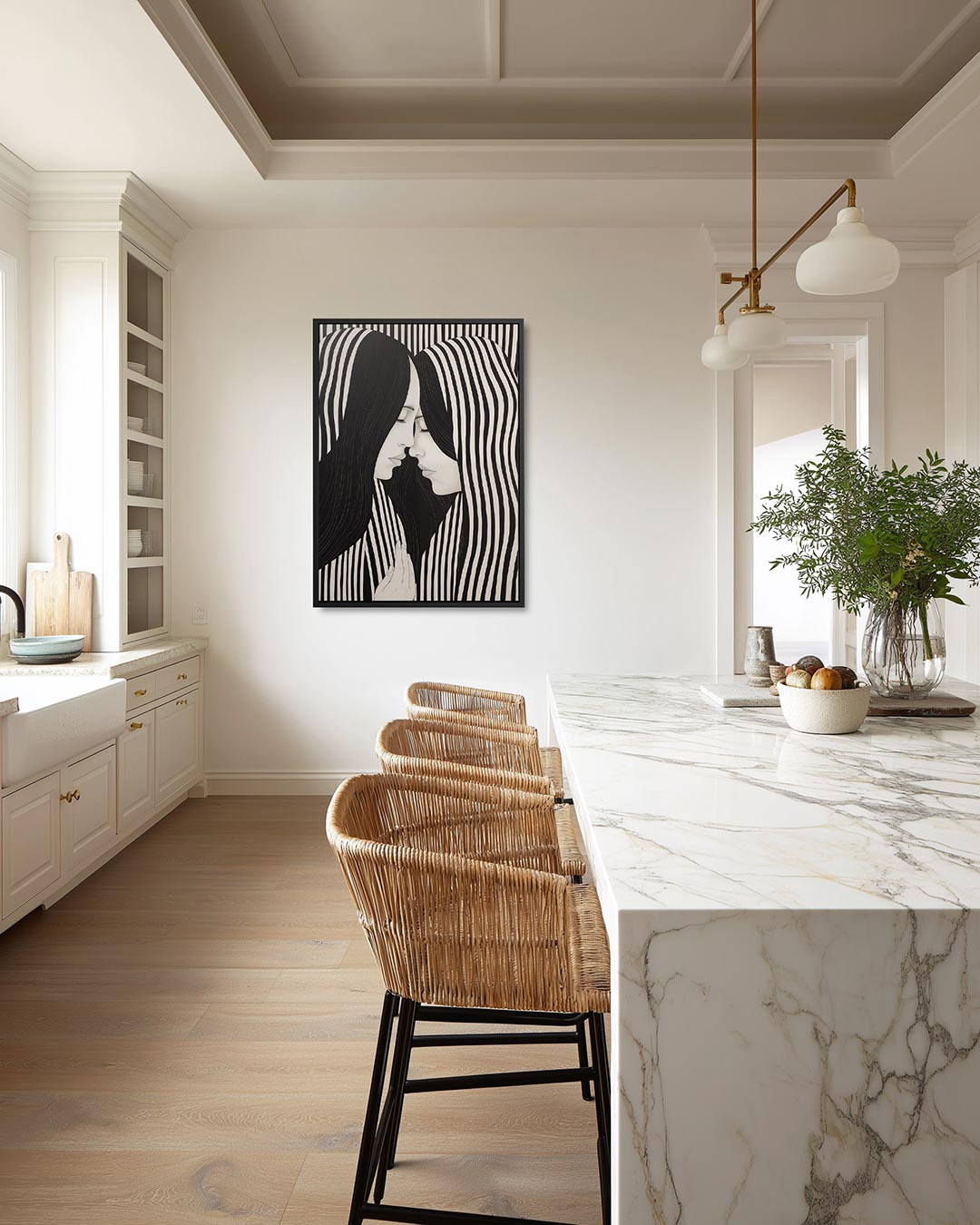 Zwart wit harmonie – staand wanddecoratie kunstwerk