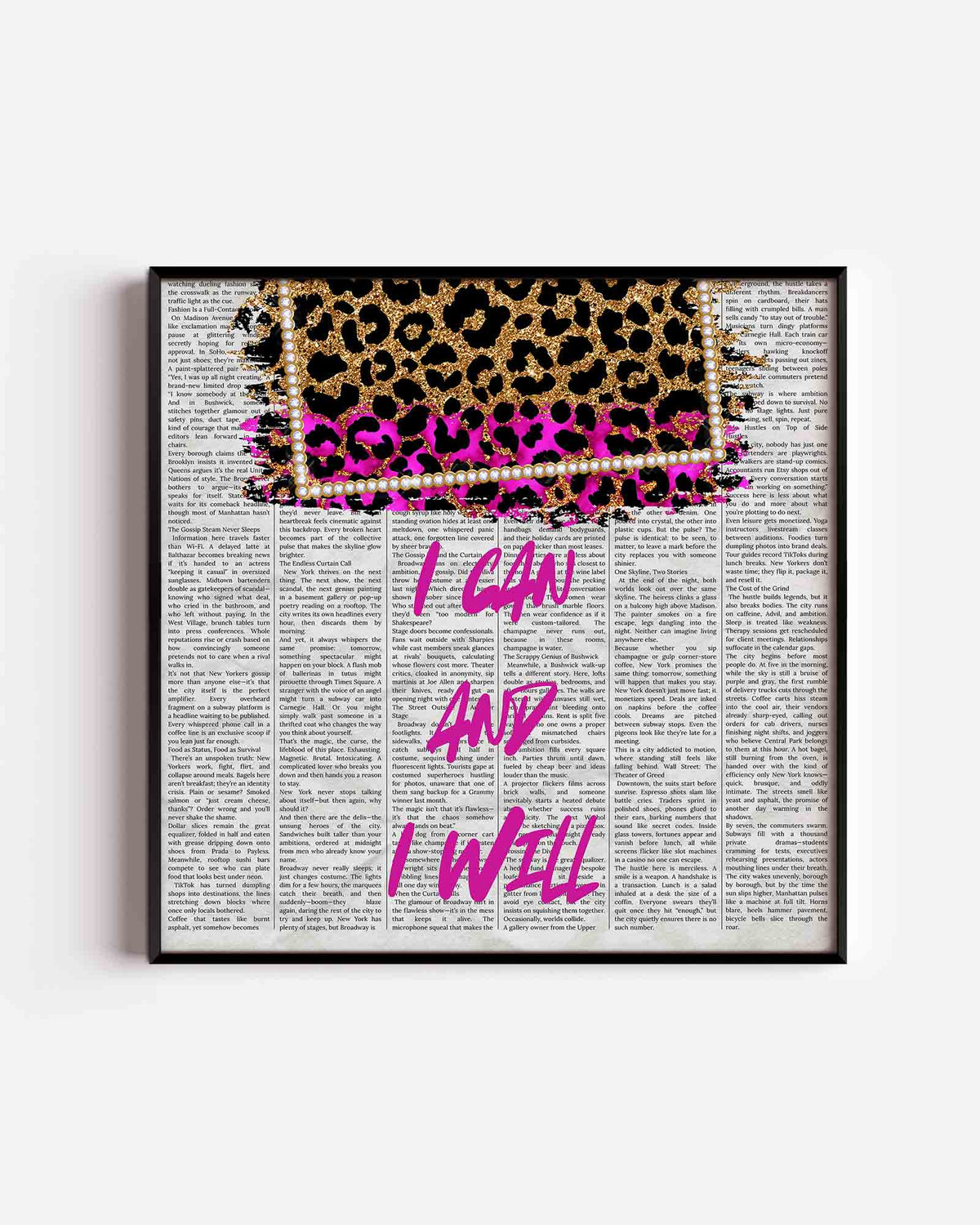Luipaardprint en tekst – Pop Art vierkante poster als wanddecoratie