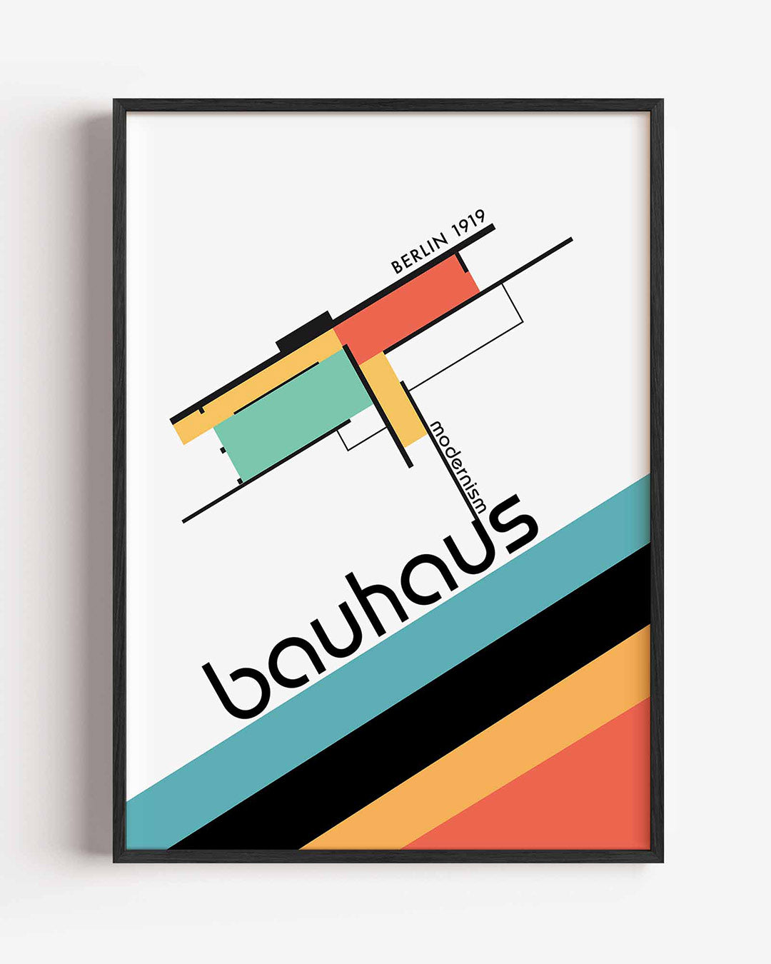 Lijnen en kleurvlakken – staande Bauhaus poster als wanddecoratie