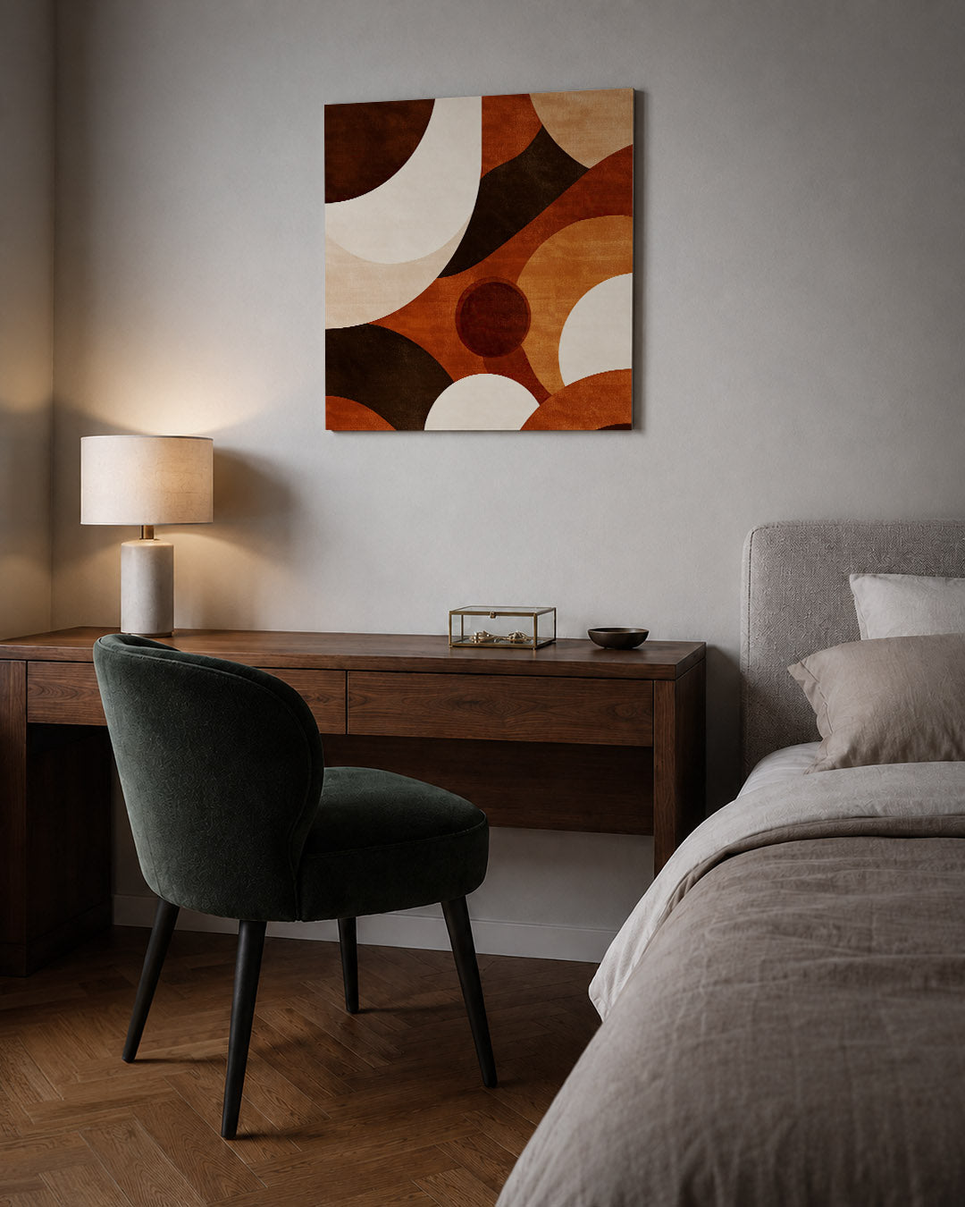 Organische vormen compositie kunstwerk – sfeerbeeld – dit werk toont een dynamische compositie van overlappende cirkels en