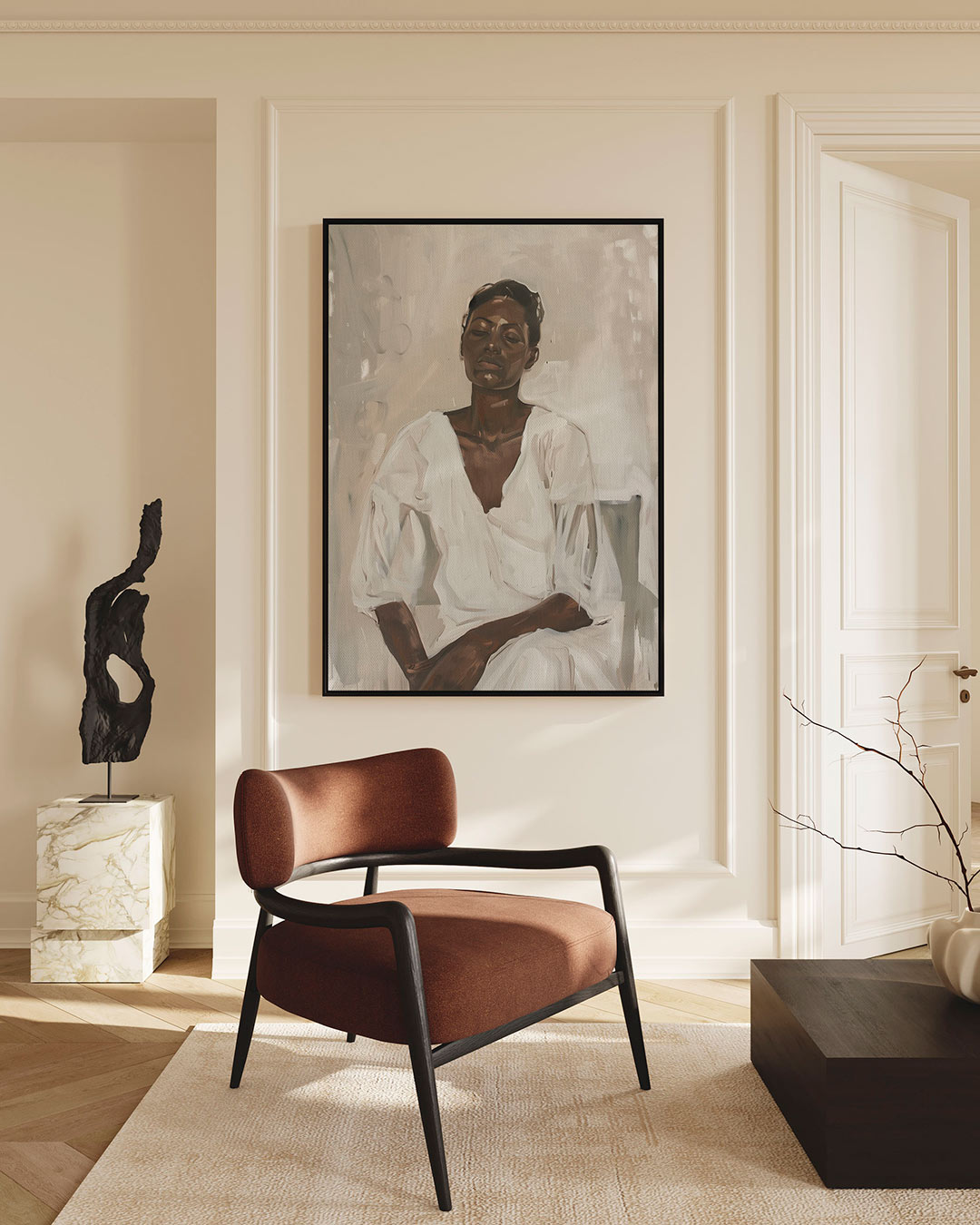 Rustige portretstudie – staand wanddecoratie kunstwerk