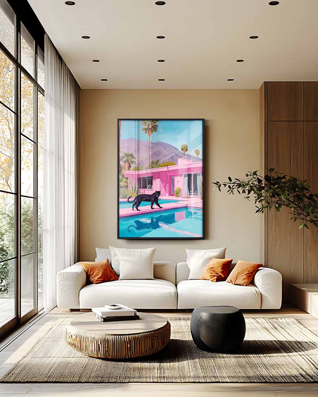 Zonnige Droom met Panter – plexiglas wanddecoratie in portret formaat