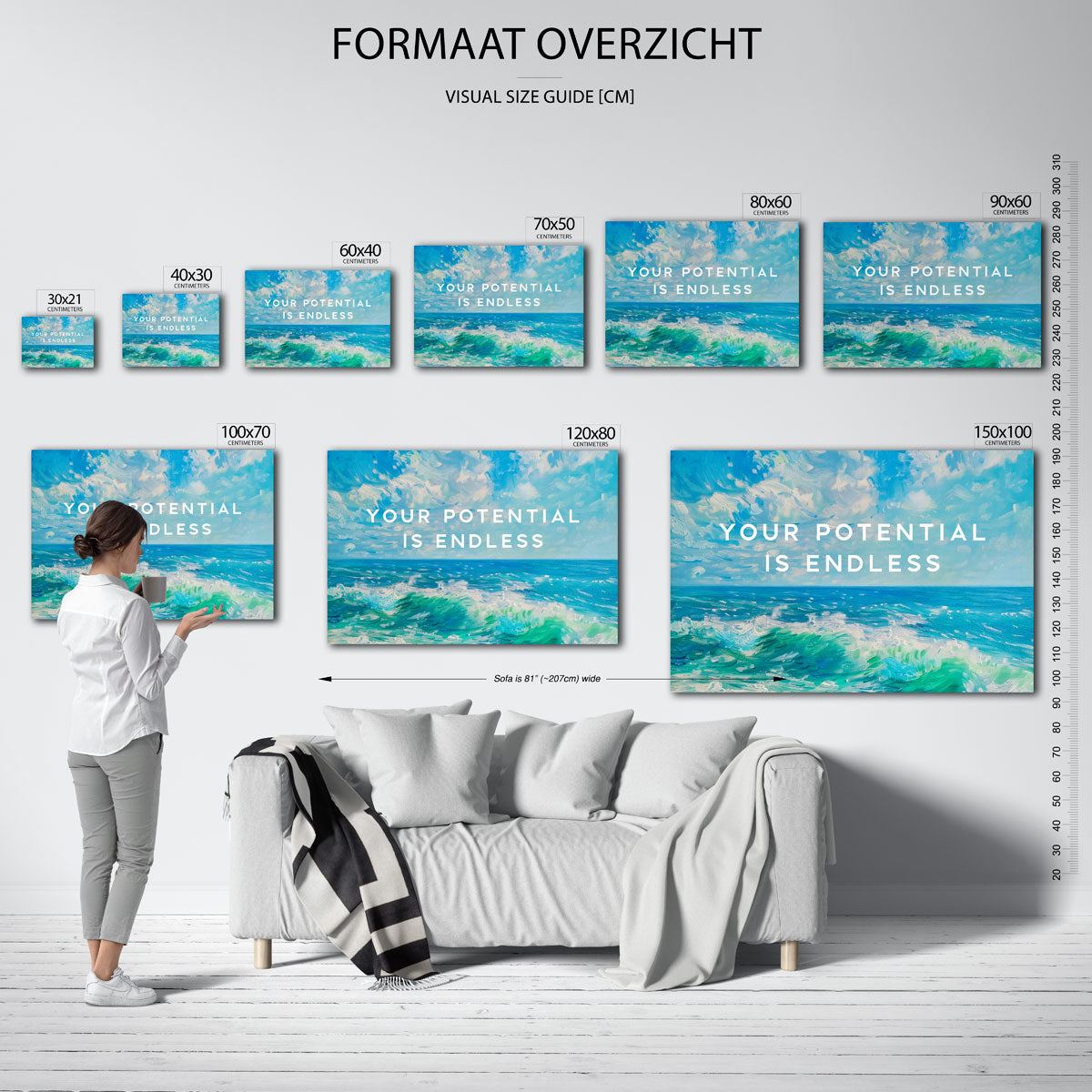 Golven en lucht – landscape muurposter met eigentijdse illustratie
