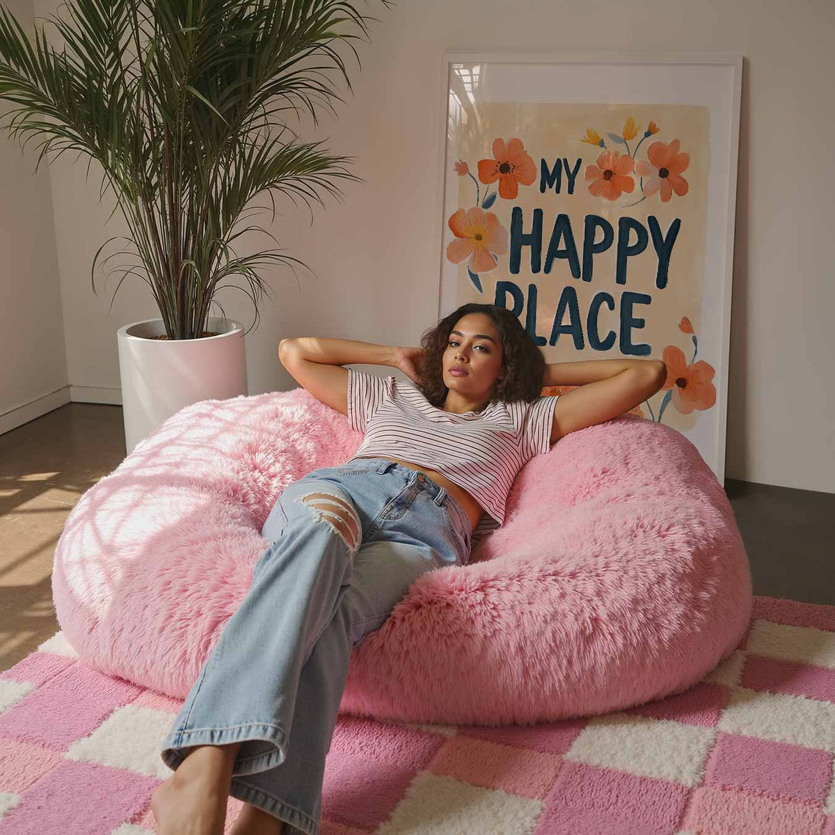 My Happy Place Bloemenposter – staande kinderkamer wanddecoratie van WallArtistic