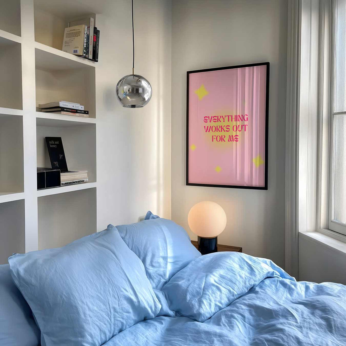 Inspirerende Roze Positiviteitsposter – mindful poster als rustige wanddecoratie