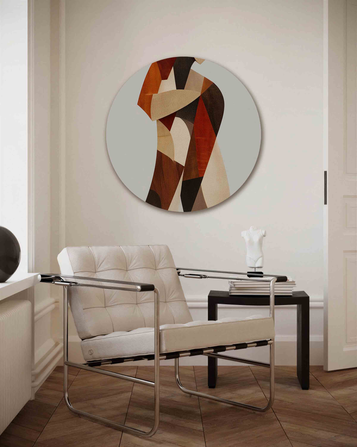 Abstracte figuur – vrouwelijk portret muurcirkel als wanddecoratie