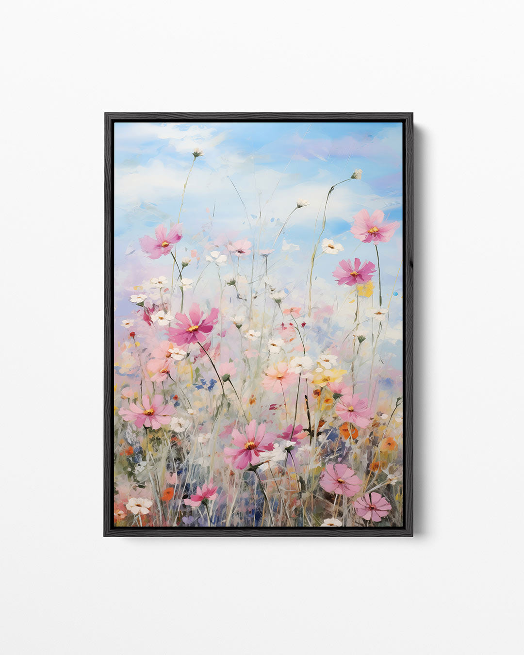 Bloemenveld in lucht – staand wanddecoratie kunstwerk