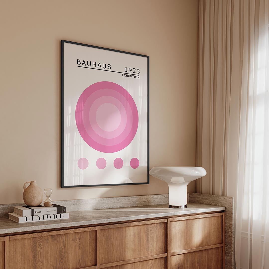 Cirkelvormen en kleuren – geometrische Bauhaus poster in staand formaat